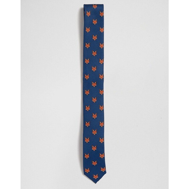 ASOS - Cravate motif renard - Bleu marine - Bleu marine