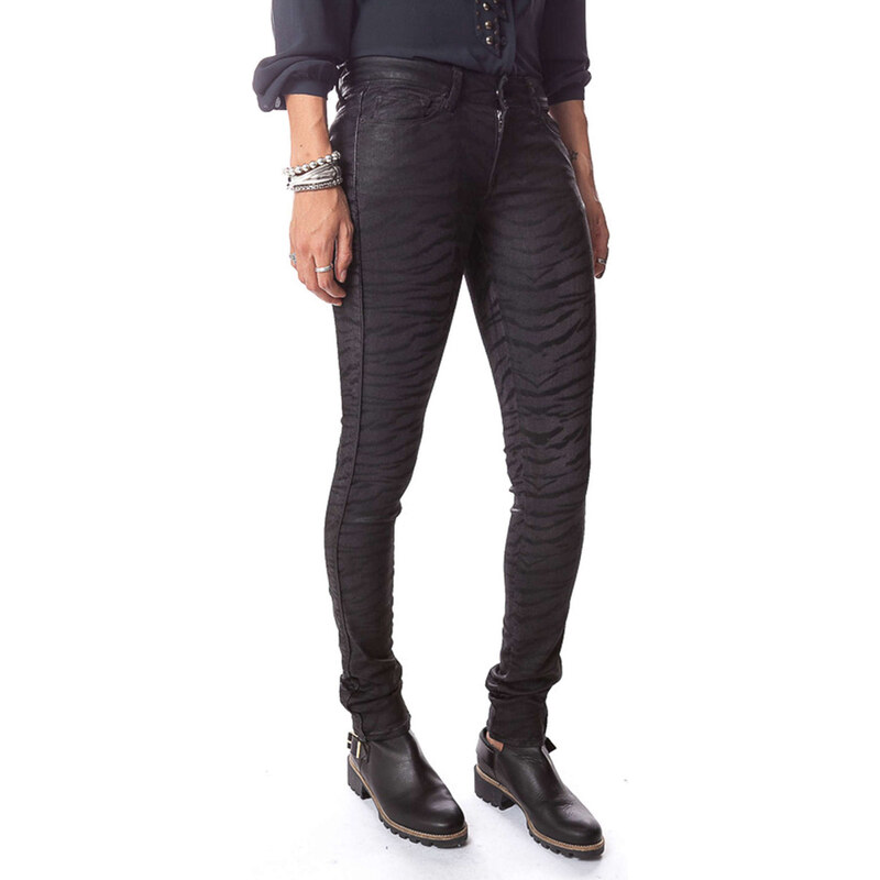 Cimarron Jeans Jeans Enduit Tyler Skinny Zebre Noir Femme