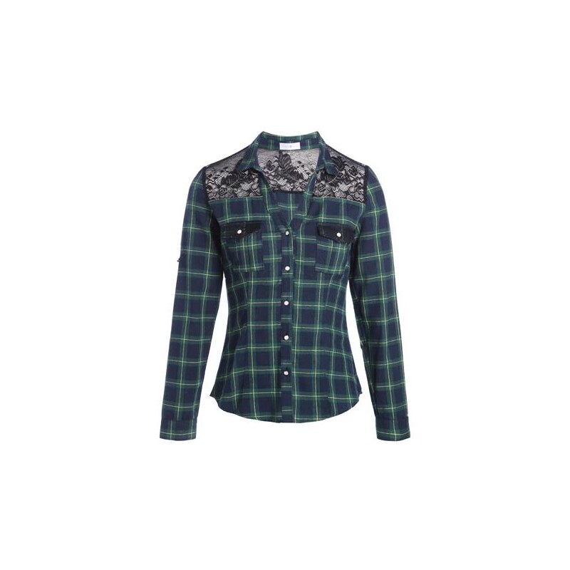 Chemise à carreaux dentelle Vert Polyester - Femme Taille 4 - Cache Cache