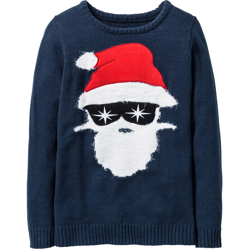 bpc bonprix collection Pull Noël avec motif Père Noël bleu manches longues enfant - bonprix