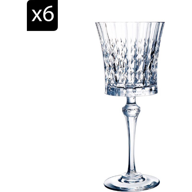 Cristal d'Arques Lady Diamond - Lot de 6 verres à pied 27cl - transparent