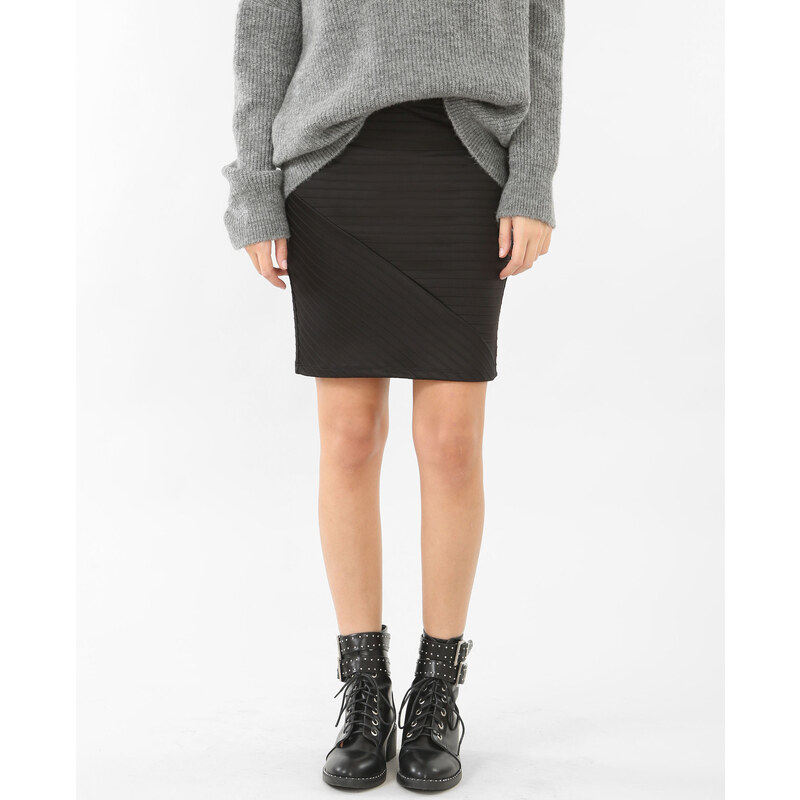 Mini jupe texturée -50% Femme - Couleur noir - Taille L -PIMKIE- SOLDES HIVER 2017