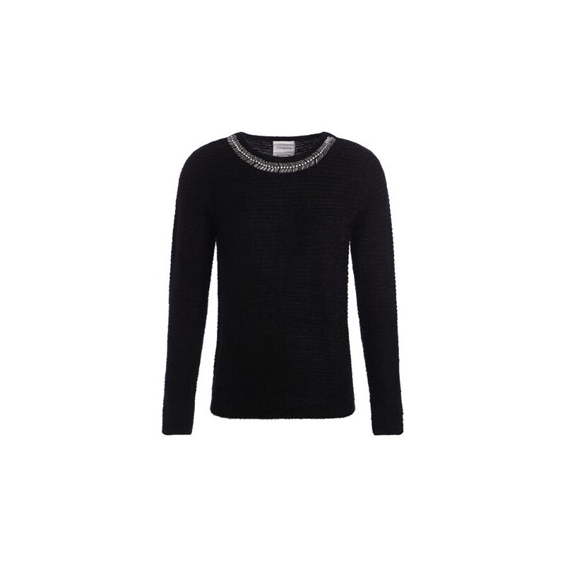 Pull maille shaggy ottomane collier Noir Polyamide - Femme Taille 0 - Cache Cache
