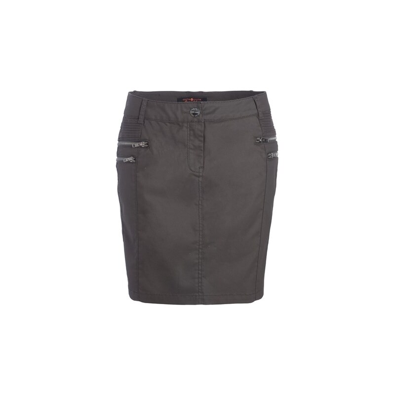 Jupe tissu enduit poches zippées Marron Polyester - Femme Taille 36 - Cache Cache