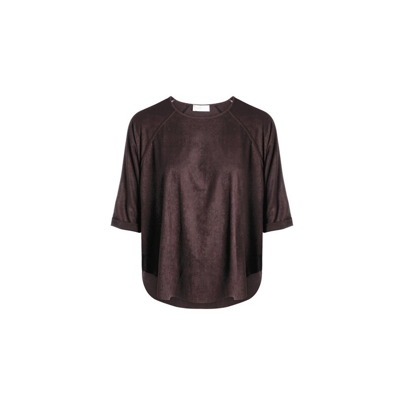 T-shirt uni manches courtes Marron Elasthanne - Femme Taille 0 - Cache Cache