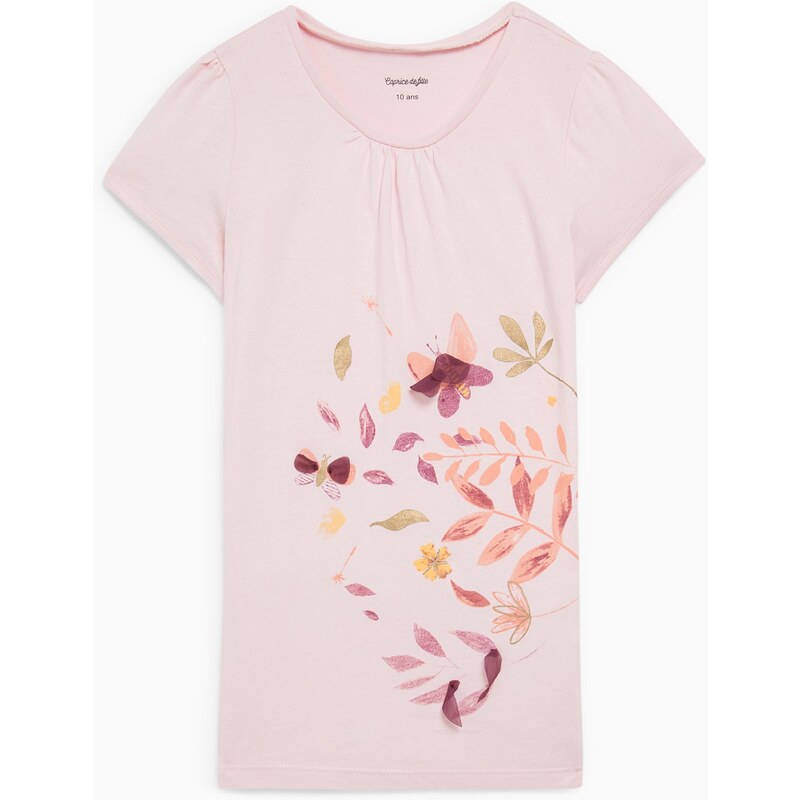 CAPRICE DE FILLE T-shirt coton imprimé fleuri Rose