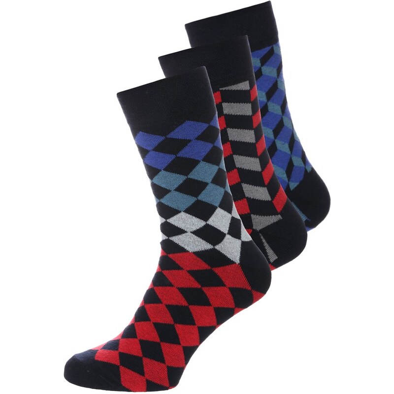 YOURTURN 3 PACK Chaussettes black/grey/blue/red