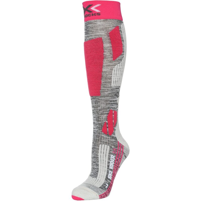 X Socks SKI RIDER 2.0 Chaussettes hautes grey melange/fuchsia