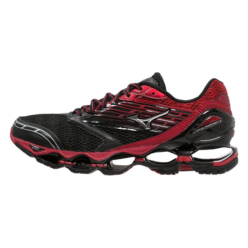 Mizuno WAVE PROPHECY 5 Chaussures de running neutres black/silver/chinese red