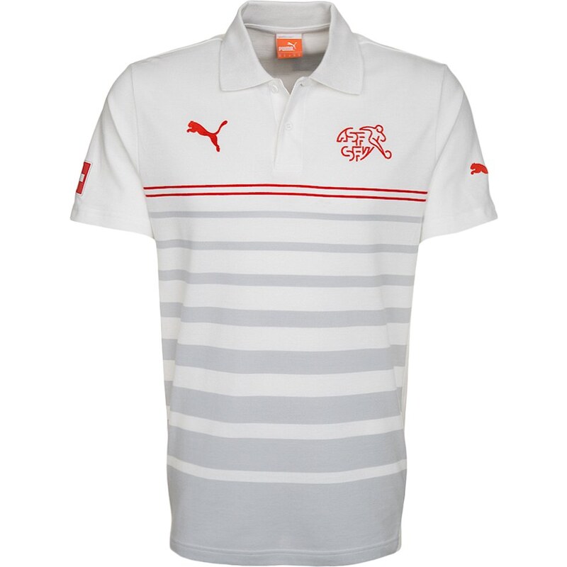 Puma SCHWEIZ LEISURE HOOPED POLO Article de supporter white/red