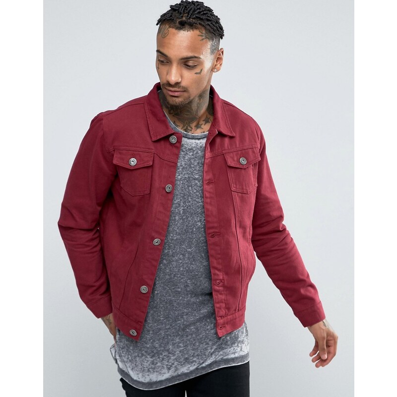 Veste en jean bordeaux fashion