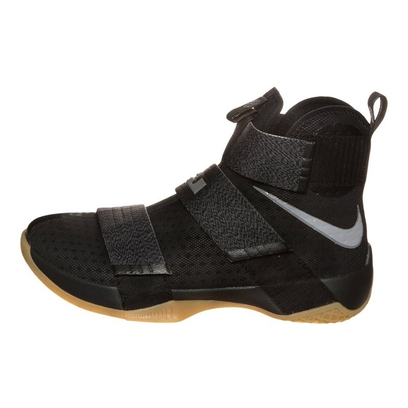 Nike Performance LEBRON SOLDIER X SFG Chaussures de basket black/metallic dark grey/gum yellow