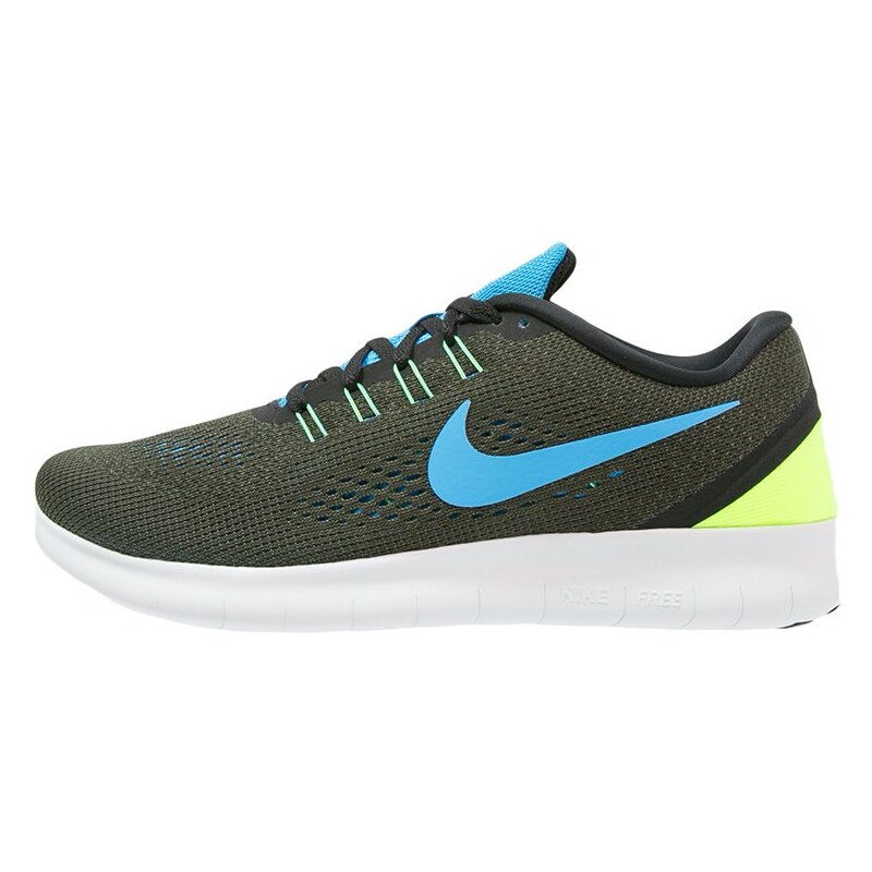 Nike Performance FREE RUN Chaussures de course neutres cargo khaki/blue glow/black/volt/offwhite
