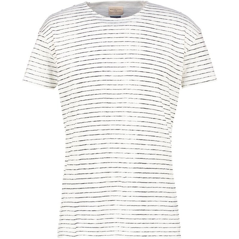 Selected Homme SHNWATER Tshirt imprimé egret stripes/moonless night