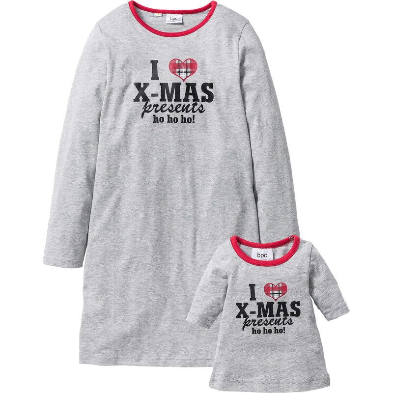 bpc bonprix collection Chemise de nuit enfant + chemise de nuit de poupée (Ens. 2 pces.) gris enfant - bonprix