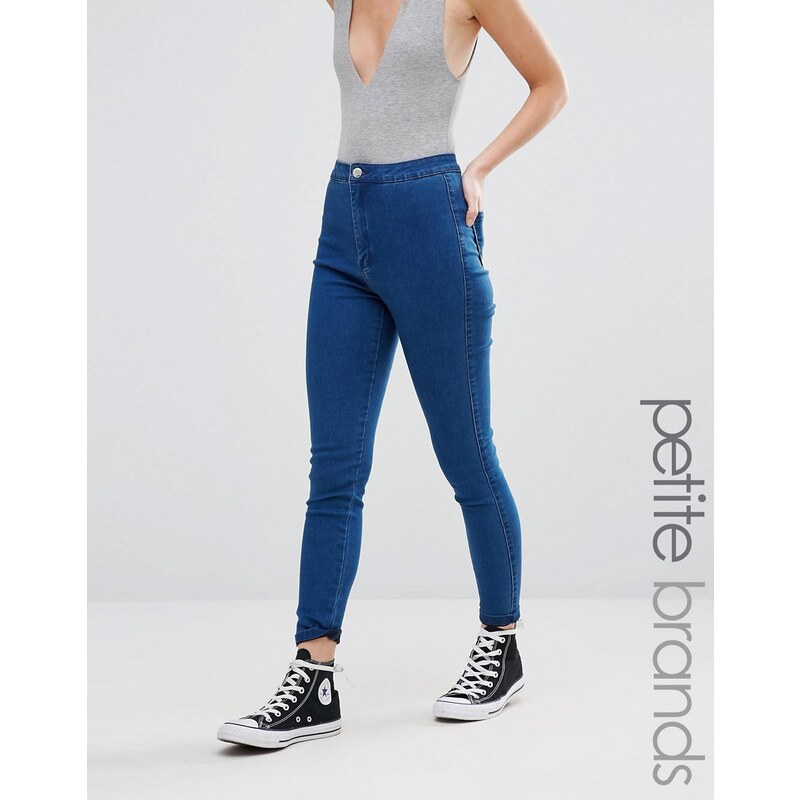Missguided Petite - Vice - Jean skinny taille haute super stretch - Bleu
