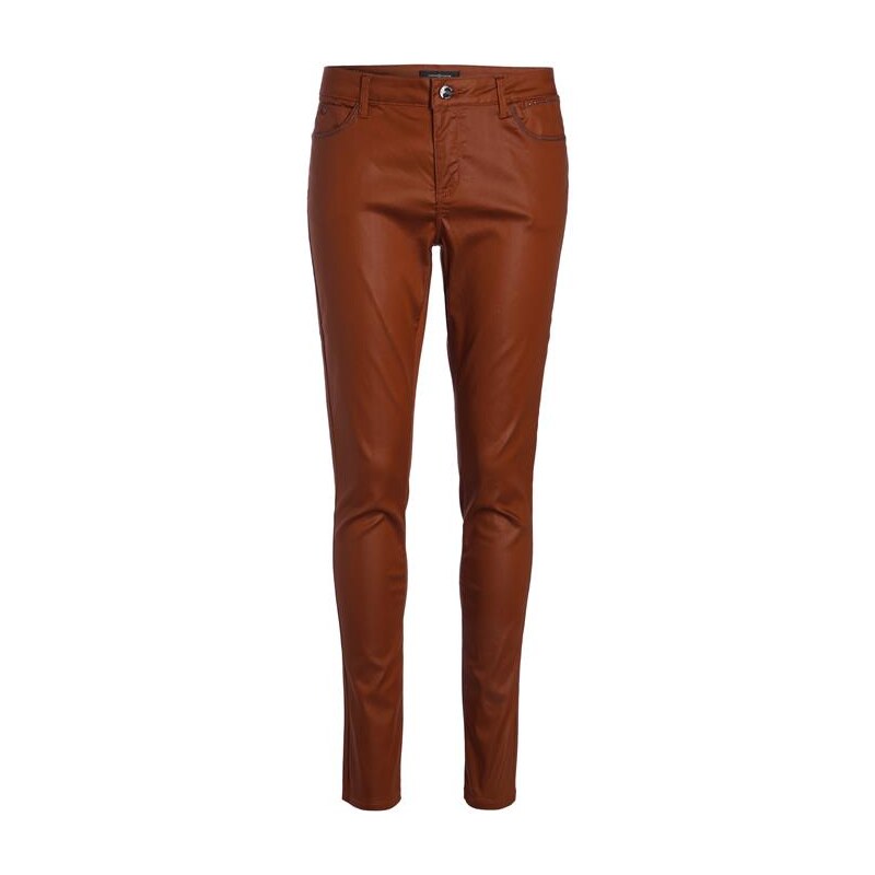 Pantalon skinny enduit uni Marron Synthetique (polyurethane) - Femme Taille 34 - Cache Cache
