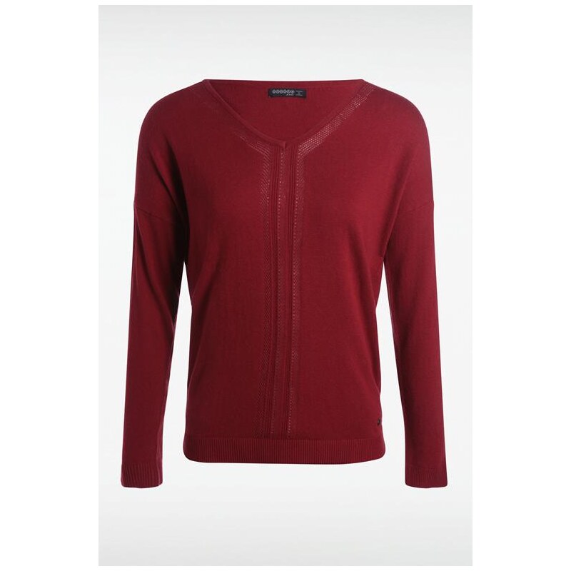 Pull femme manches longues Rouge Coton - Femme Taille XS - Bonobo