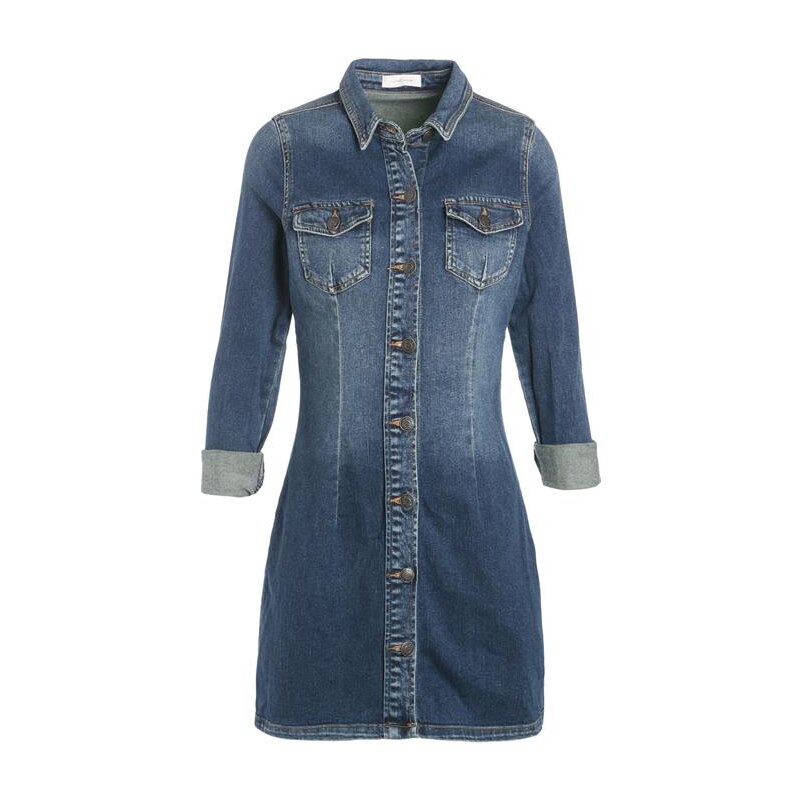 Robe chemise en jean cintrée Bleu Coton - Femme Taille 42 - Cache Cache