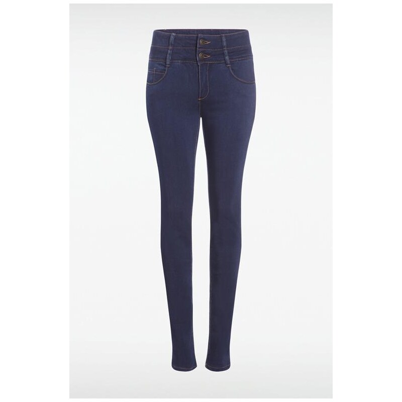 Jeans femme skinny taille haute boutons Bleu Modal - Femme Taille 34 - Bonobo