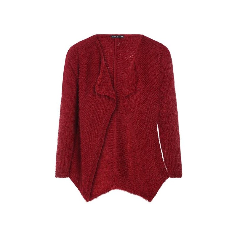Gilet tricot asymétrique Rouge Polyamide - Femme Taille 1 - Bréal