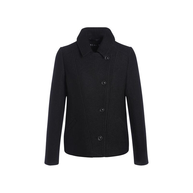 Manteau court en laine boutonné Noir Viscose - Femme Taille 46 - Bréal