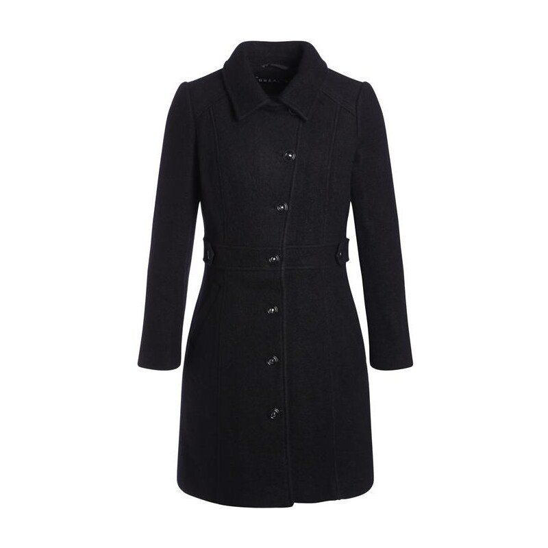 Manteau long boutonné en laine Noir Polyester - Femme Taille 46 - Bréal
