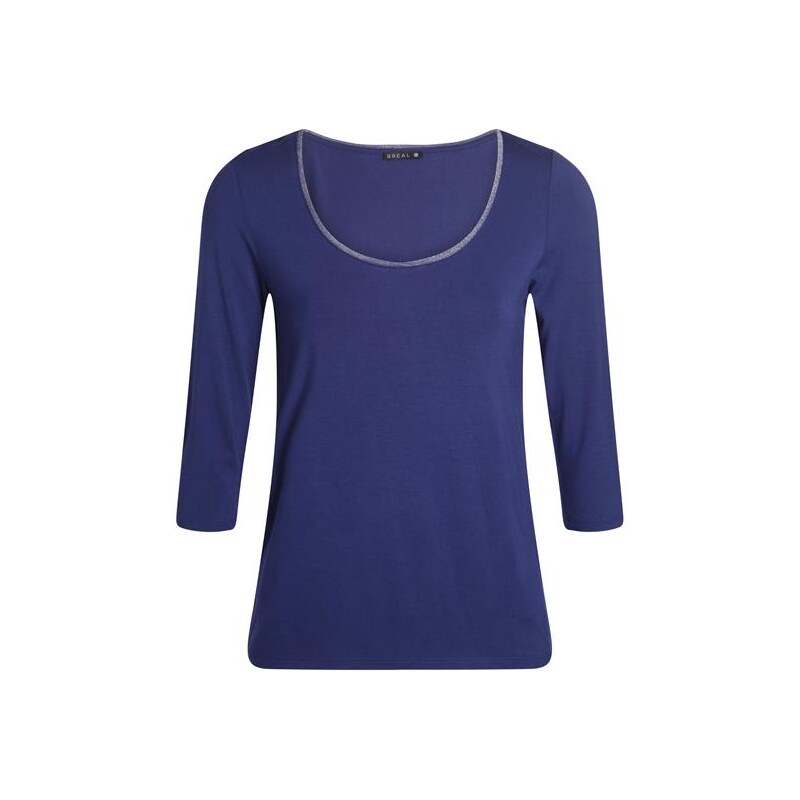 T-shirt basique col brillant Bleu Viscose - Femme Taille 2 - Bréal