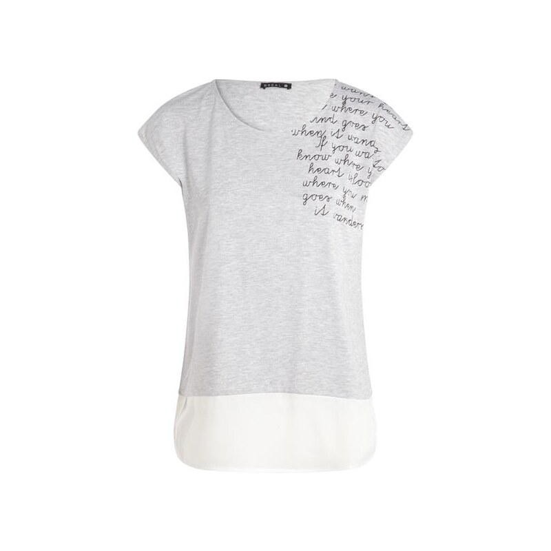 T-shirt bi matière imprimé épaules Gris Polyester - Femme Taille 1 - Bréal