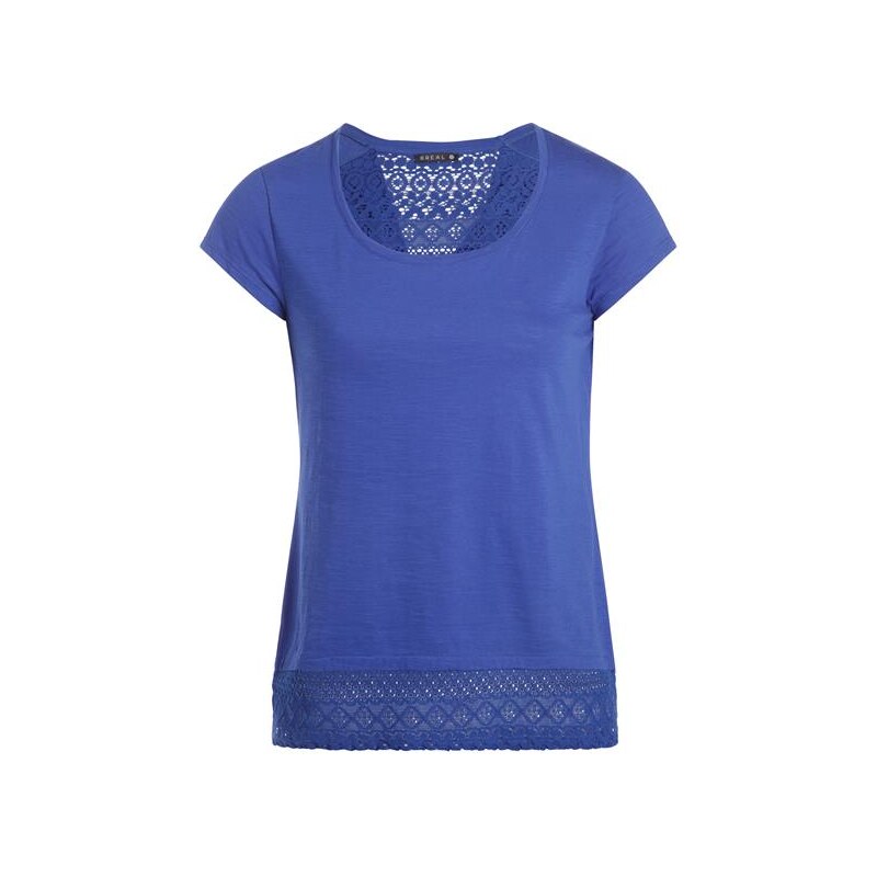 T-shirt croisé dos macramé Bleu Coton - Femme Taille 2 - Bréal