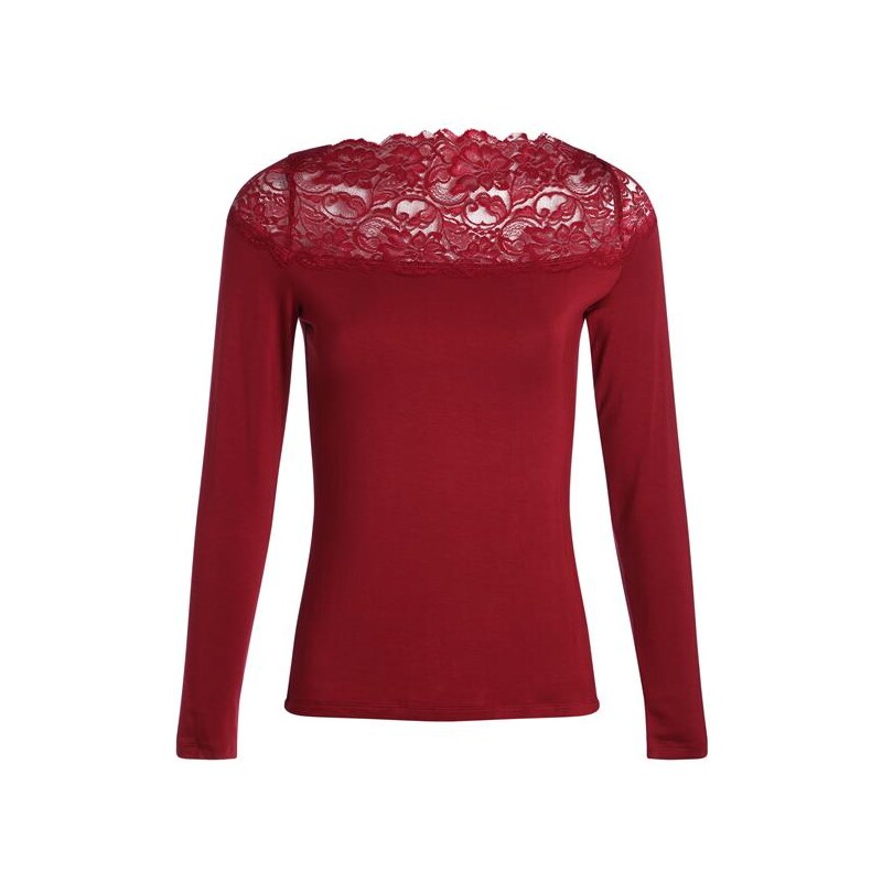 T-shirt haut dentelle Rouge Viscose - Femme Taille 1 - Bréal