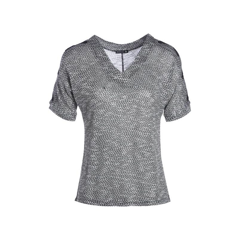 T-shirt manches courtes chiné Noir Polyester - Femme Taille 2 - Bréal
