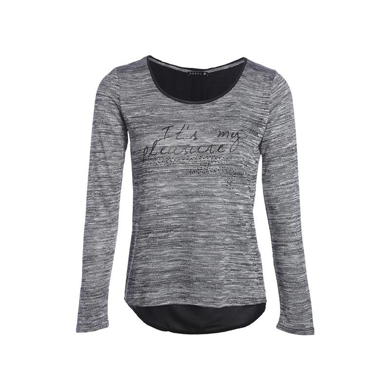 T-shirt strass zip dos Gris Viscose - Femme Taille 3 - Bréal