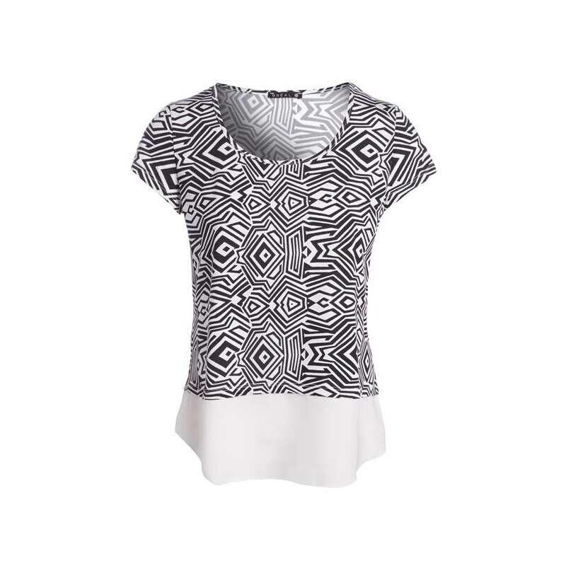T-shirt voile bas haut imprimé Blanc Polyester - Femme Taille 1 - Bréal