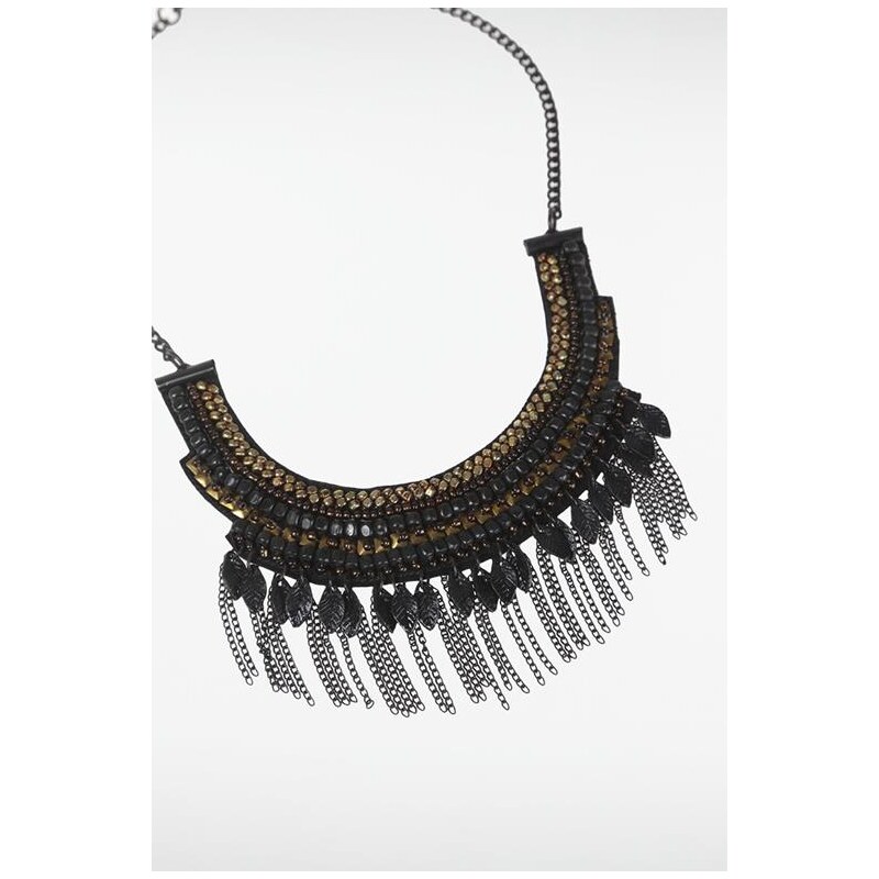 Collier femme plastron perles Noir Perle de verre - Femme Taille TU - Bonobo