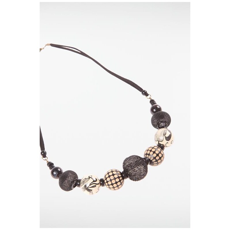 Collier perles multicolores Noir Acrylique - Femme Taille TU - Bonobo
