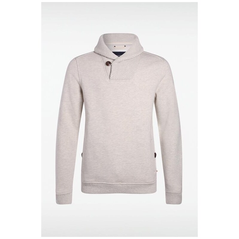 Pull homme col montant Beige Coton - Homme Taille S - Bonobo