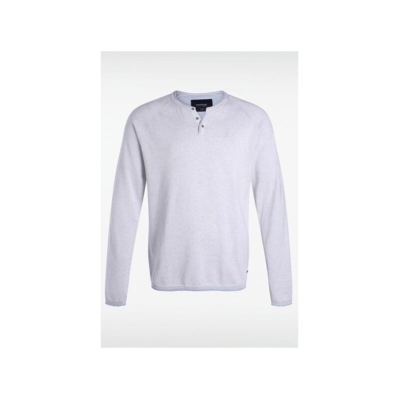 Pull homme maille chinée col tunisien Blanc Coton - Homme Taille S - Bonobo