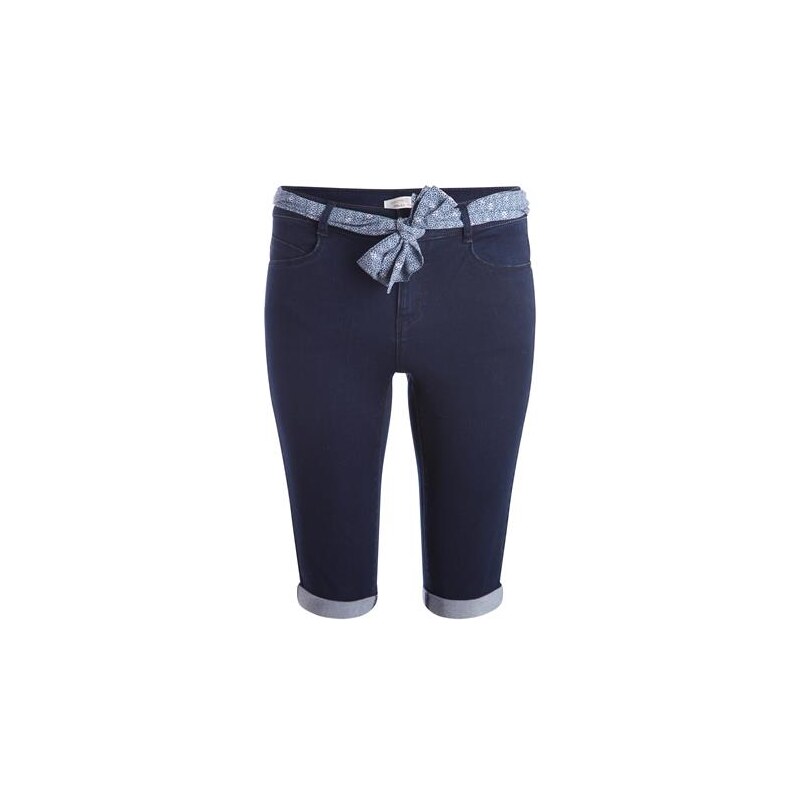 Bermuda en jean ceinture foulard Bleu Elasthanne - Femme Taille 34 - Cache Cache