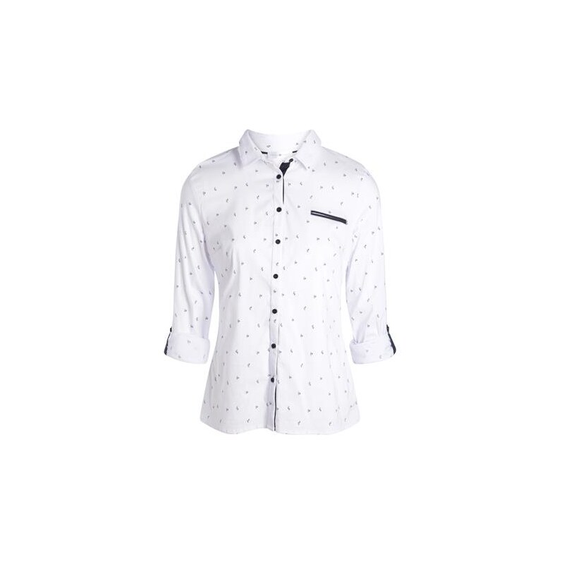 Chemise mini motifs bicolore Blanc Coton - Femme Taille 2 - Cache Cache