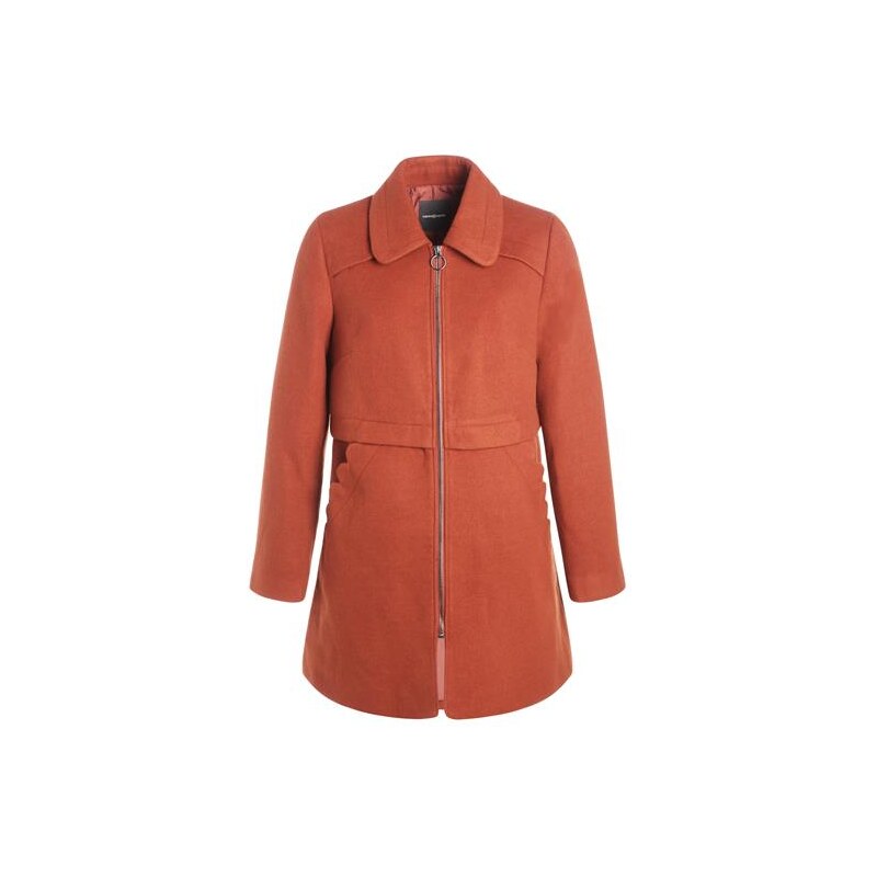 Manteau poches fantaisie coupe droite Rouge Viscose - Femme Taille 1 - Cache Cache