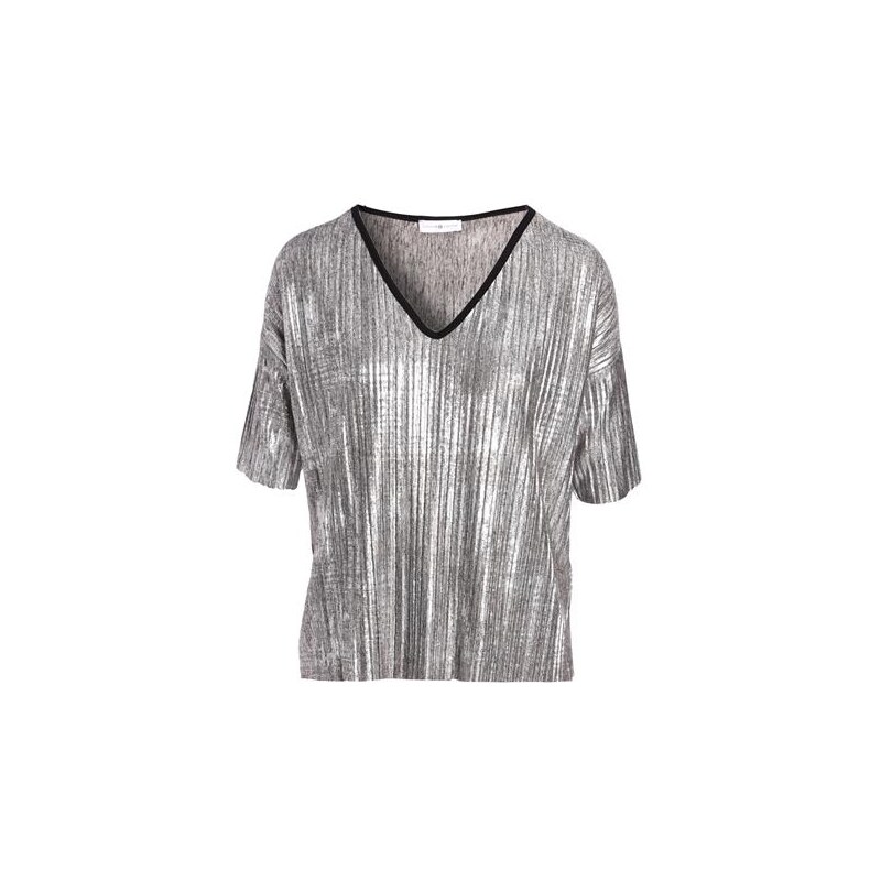 Top enduit plissé bicolore Gris Polyester - Femme Taille 0 - Cache Cache