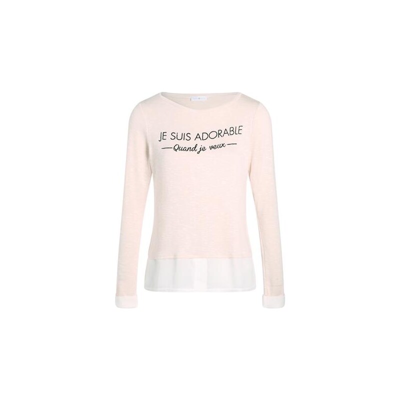 T-shirt 2 en 1 à message Rose Viscose - Femme Taille 0 - Cache Cache