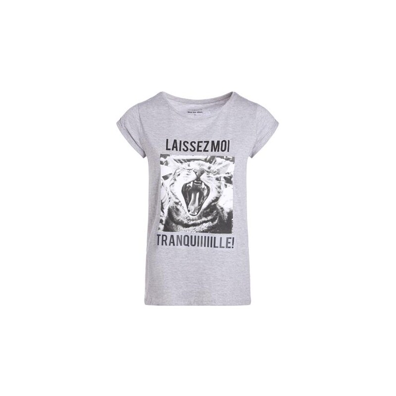 T-shirt chat tranquille maille chinée Gris Polyester - Femme Taille 0 - Cache Cache