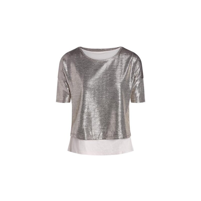 T-shirt double scintillant Marron Elasthanne - Femme Taille 1 - Cache Cache