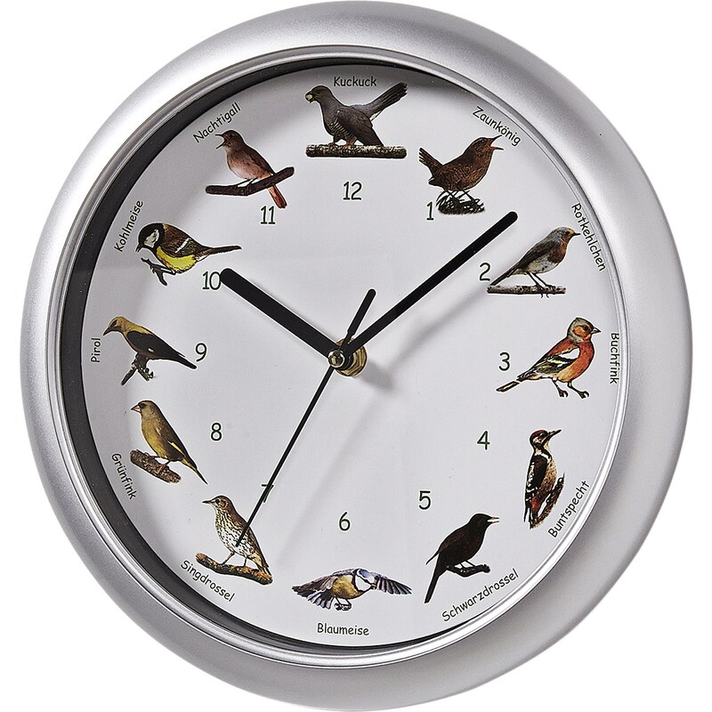 bpc living Bonprix - Horloge murale chants d'oiseau argent pour maison