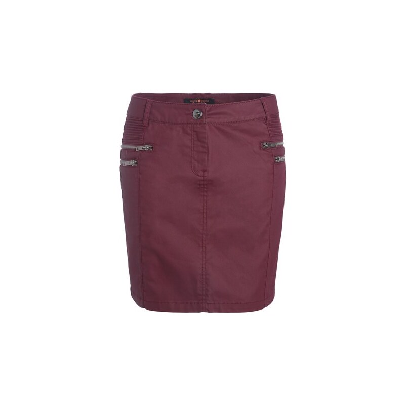 Jupe tissu enduit poches zippées Rouge Polyester - Femme Taille 42 - Cache Cache