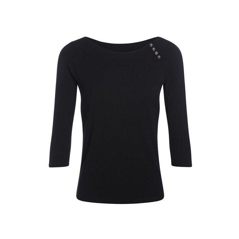 T-shirt côtelé col bateau Noir Elasthanne - Femme Taille 3 - Bréal