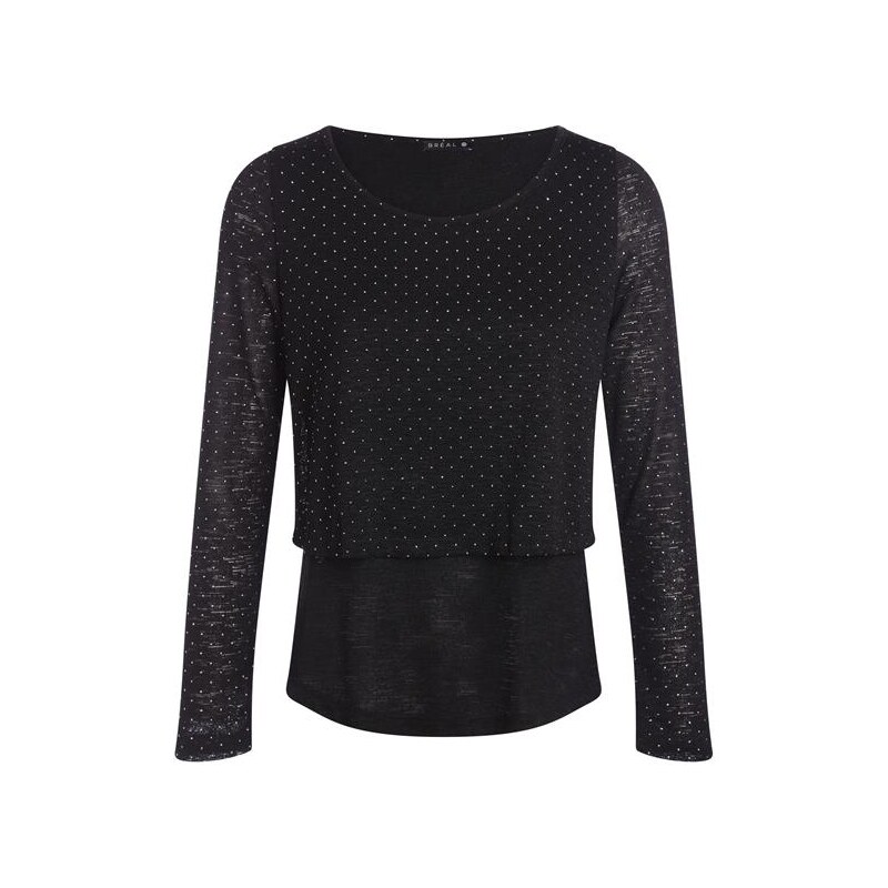 T-shirt effet superposé Noir Synthetique (polyurethane) - Femme Taille 3 - Bréal