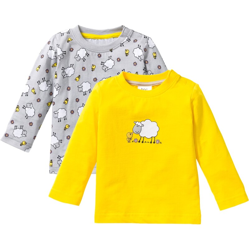 bpc bonprix collection Lot de 2 T-shirts bébé à manches longues en coton bio jaune enfant - bonprix